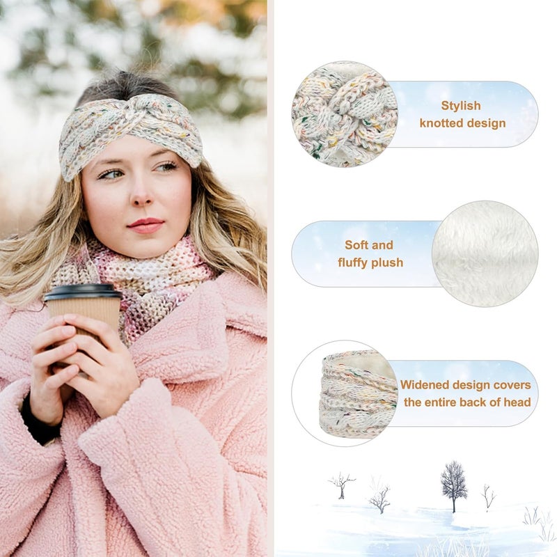 Cavetee Headbands, 2 Pieces Winter Hairbands for Women - Warm Wool Ear Muffs, Crochet Headbands for Women, Elastic for Women Girls - Image 2